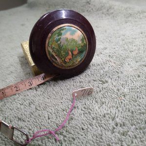 Vintage German sewing tape measure with porcelain art